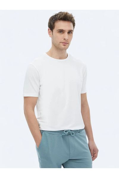 Kip Crew Neck White Cotton Blend T-Shirt