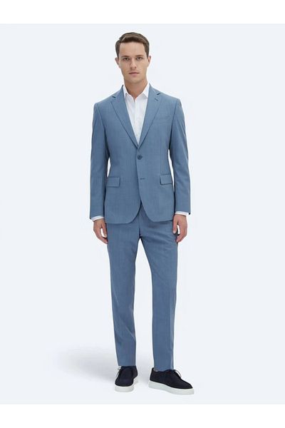 Kip Blue Micro Fit Wool Blended Suit