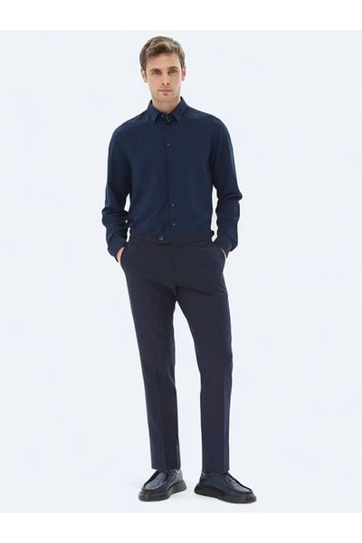 Kip Πλεκτό πουκάμισο Navy Blue Regular Fit - Casual
