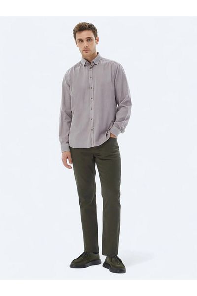 Kip Πουκάμισο Lilac Corded Regular Fit Woven Velvet Casual 100% βαμβάκι