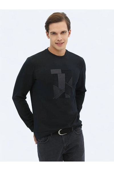 Kip Μαύρο φούτερ με στάμπα με λαιμόκοψη