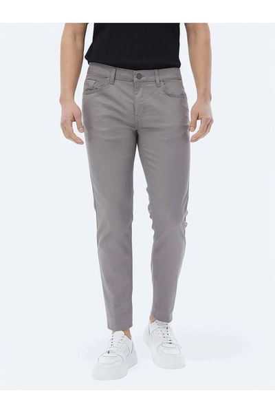 Kip Gray Slim Fit Casual Cotton Blend Pants