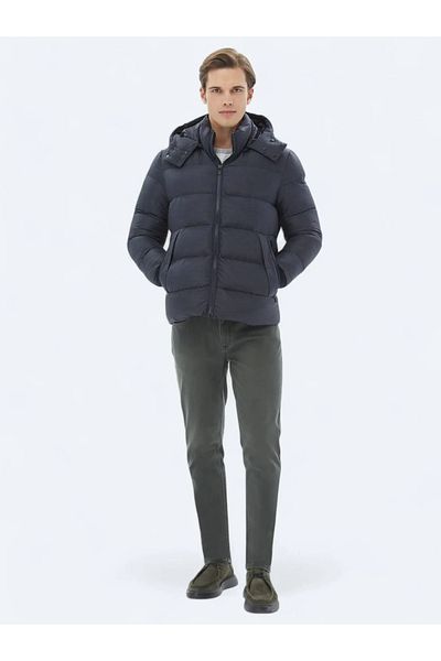 Kip Navy Blue Woven Coat