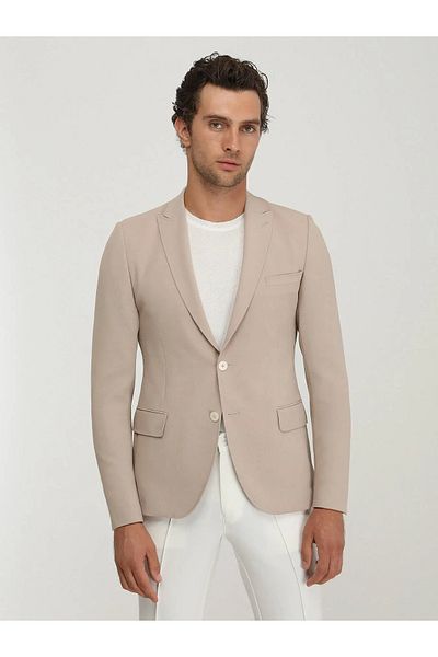 Kip Μπεζ Slim Fit ίσιο μπουφάν