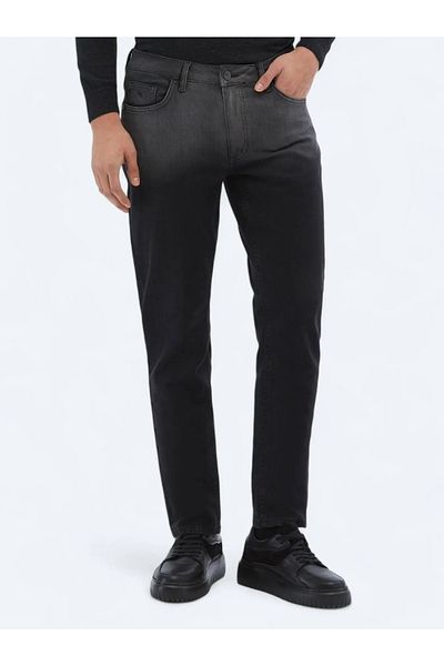 Kip Black Slim Fit Eco-Friendly Denim Cotton Blend Pants