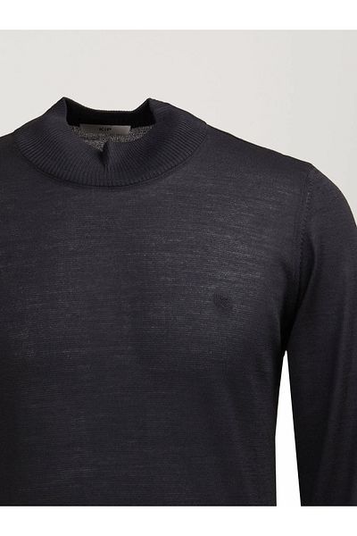 Kip Pulover negru din tricotaje din amestec de lână cu jumătate de gât