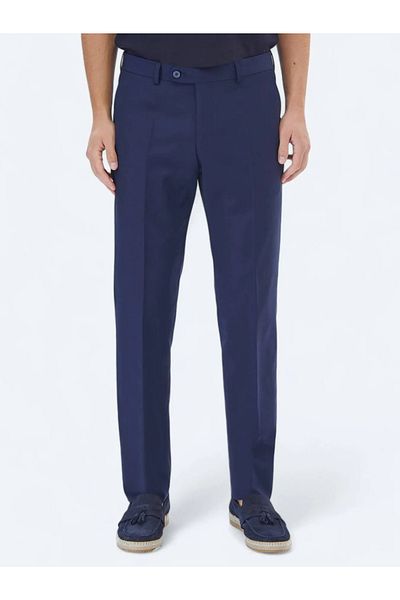 Kip Saks Fitted Trousers - Straight Woven, Wool Blended, Classic Cut