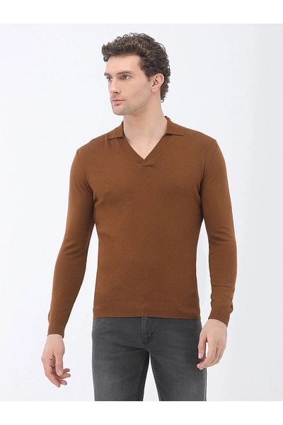 Kip Cinnamon Polo Neck Wool Blended Knitwear Sweater