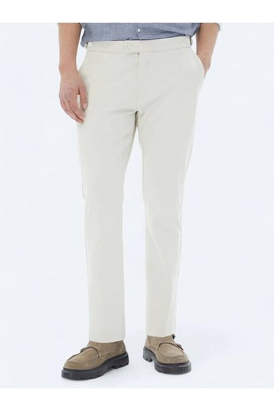 Kip Beige Woven Loose Fit Casual Trousers