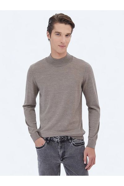 Kip Mink Half Turtleneck Plain Knit Wool Blended Sweater Sweater