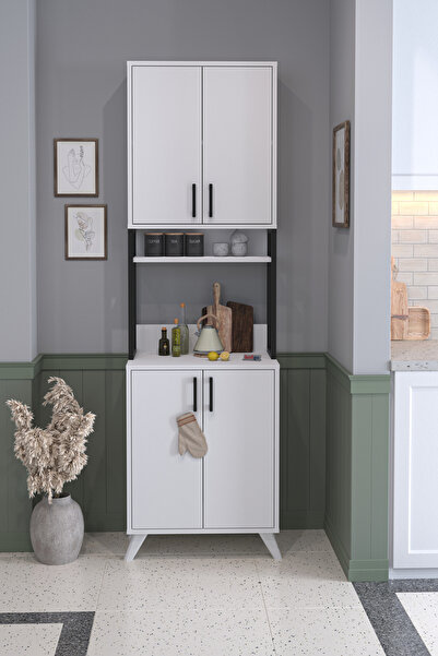 Bofigo 4 Door Multipurpose Cabinet, Sedef Kitchen Cabinet, Food Cabinet, Pantry Cabinet White