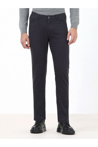Kip Anthracite Woven Slim Fit Casual Cotton Blended Trousers