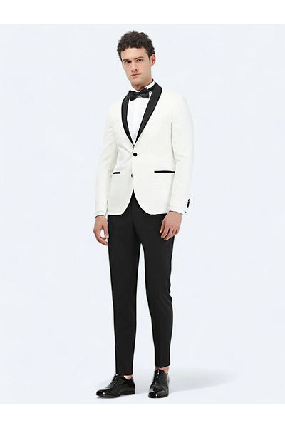 Kip Ecru Slim Fit Shawl Collar Tuxedo Suit