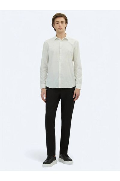 Kip Χακί ριγέ Regular Fit Woven Casual πουκάμισο από 100% βαμβάκι