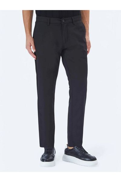 Kip Black Slim Fit Casual Trousers