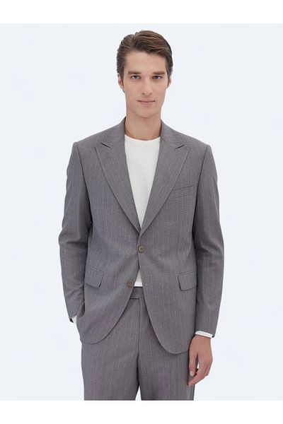 Kip Comfort Fit Mink Striped Suit