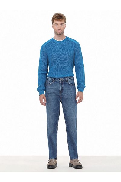 Kip Παντελόνι από βαμβακερό τζιν Navy Blue Carrot Fit