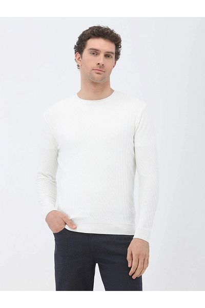 Kip Πλεκτό πουλόβερ Ecru Crew Neck Jacquard