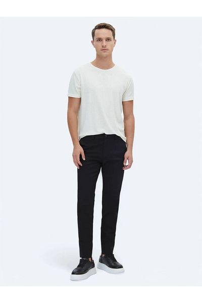 Kip Casual Black Cotton Blended Woven Regular Fit Trousers
