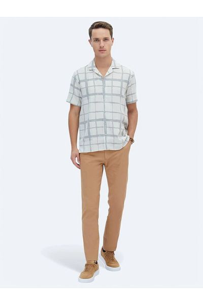 Kip Gray Cotton Blend - Regular Fit Casual Shirt