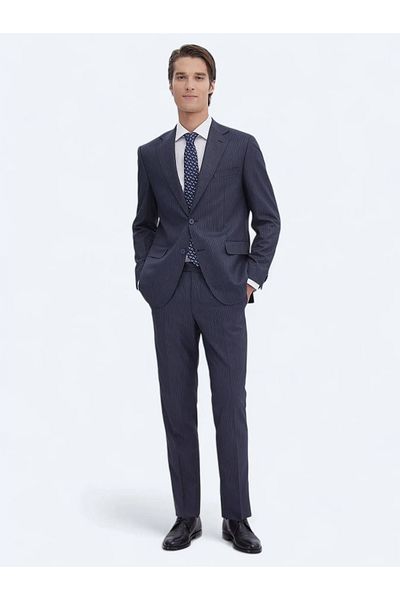 Kip Modern Fit Indigo Striped Suit
