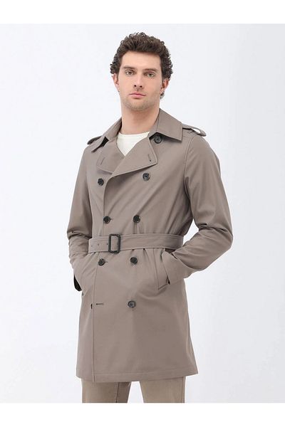 Kip Mink Double Breasted Cut Woven Overcoat