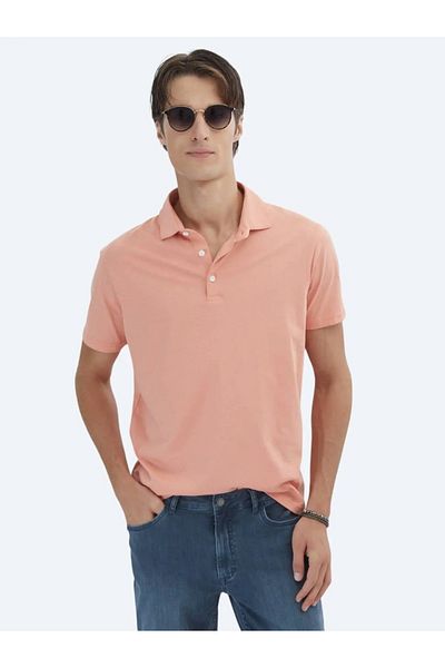 Kip Μπλουζάκι Salmon Plain Polo Neck 100% βαμβάκι