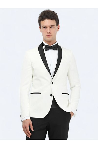 Kip Ecru Slim Fit Shawl Collar Tuxedo Suit