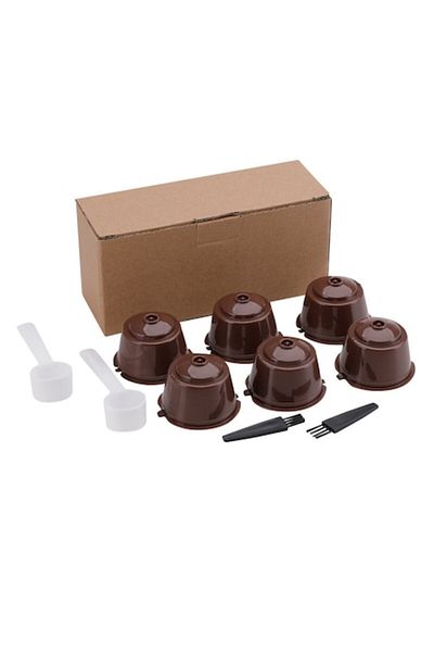 motor starter Set 6 capsule de cafea reutilizabile, Plastic, Compatibil cu Dolce Gusto, Maro