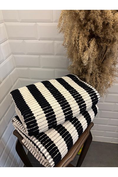Explore Home Striped, Cotton, Bath, Towel - Black-White (Life Gift)