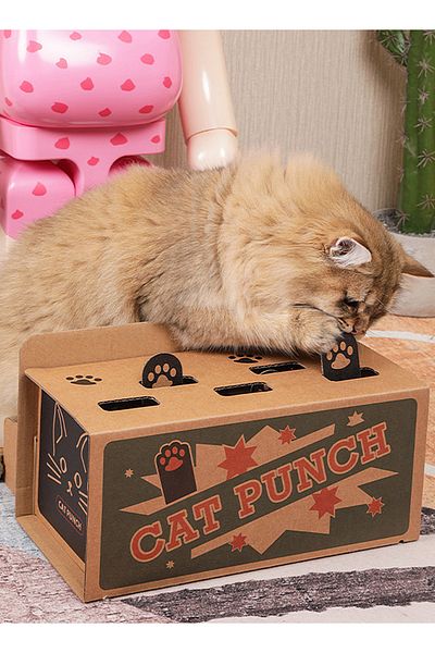 KidLe Cat Interactive Toy Cat Whack A Mole Toy Cat Cardboard Box to Relieve Boredom