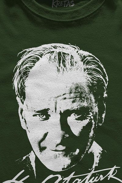 Kretas Χακί T-Shirt Mustafa Kemal Atatürk 23 Απριλίου 19 Μαΐου Τυπωμένο T-shirt Regular Fit Unisex