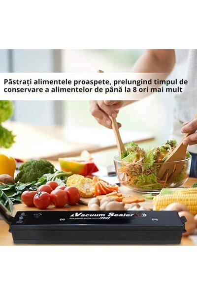 varioshop Μηχανή σφράγισης κενού αέρος, εύκολη στη χρήση, κατάλληλη για κρέας, λαχανικά, φρούτα, 10 σακούλες κενού αέρος