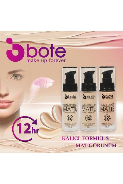 Bote كريم أساس سائل للمكياج، محرر للبشرة، ملمع طبيعي غير لامع 02، 30 مل