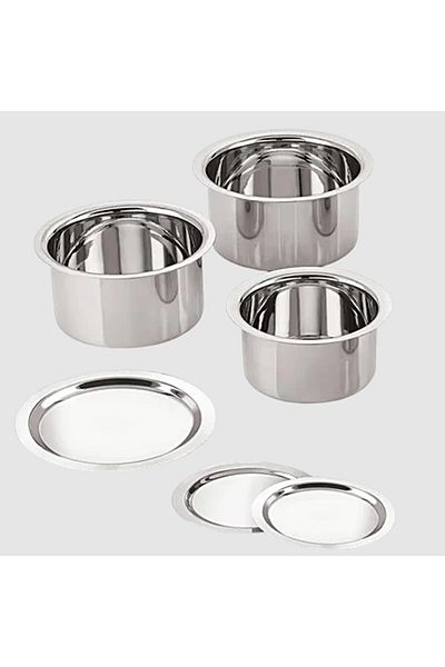 Melrich Stainless Steel 3 Tope Set with Lid Cookware set 18cm (2300ml), 20cm (3600ml), 24cm(5400ml)