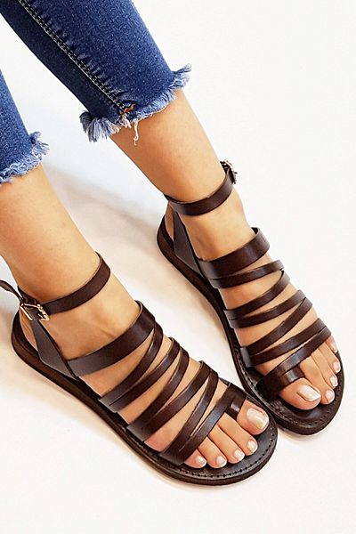 Marjin Damen-Flip-Flops aus echtem Leder, leichte Sandalen mit Eva-Sohle, Saper Brown