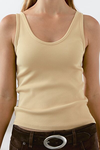 Massimo Dutti Pamuk karışımlı askılı bluz