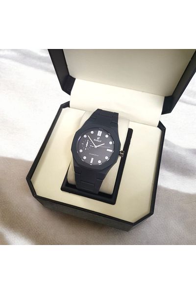 Rivoly Luxury Men's Quartz Watch with 40mm Grey Fiber Strap