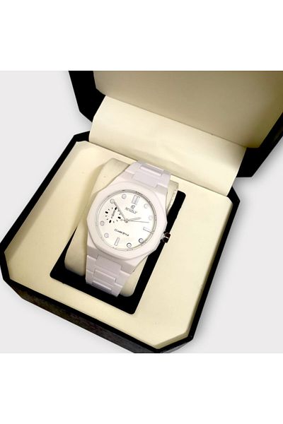 Rivoly Luxury Men's Quartz Watch with 40mm White Fiber Strap