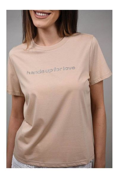 CHANGE OFF Mentana Beige Simple T-Shirt One Size