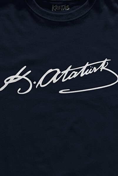 Kretas Темно-синій колір Підпис Мустафи Кемаля Ататюрка Підпис 10 листопада Надрукований на футболці Unisex T-Shirt