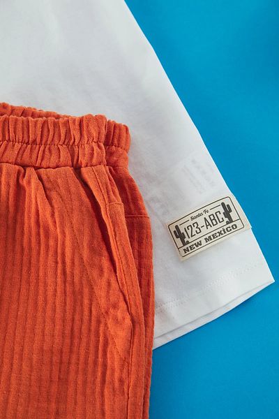 Pollito Boy's Labelled T-Shirt and Muslin Shorts Set of 2