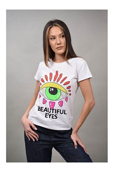 Cocco Rossa TRICOU EYES CU APLICATII STRASURI BRILLANTO Alb L-XL