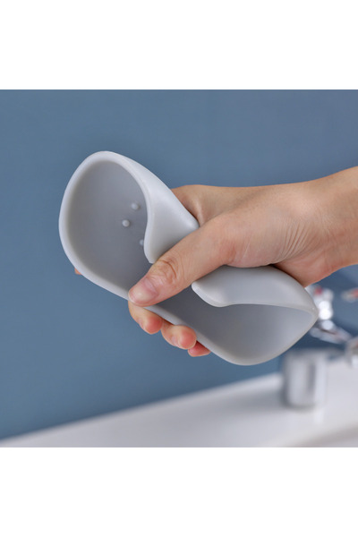 Viyogo Set of 2 silicone soap dishes with drain, 14.5 x 8.5 x 2.5 cm, gray