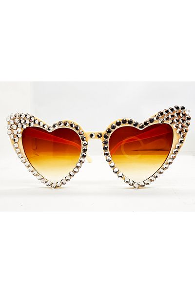 Skygo Cream Color Stone Heart Shaped Bridal Glasses Bride Glasses