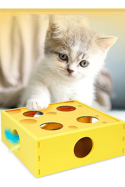 KidLe Moving Cat Toys Cat Whack-a-Mole Toys Smart Cheese Box Cats Can Entertain