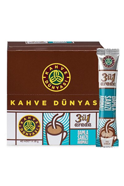 Kahve Dünyası 3'ü 1 Arada Hazır Kahve Damla Sakızlı 18 g x 40 Adet