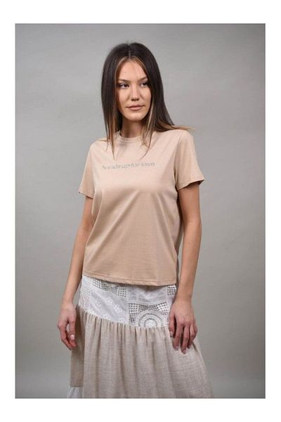 CHANGE OFF Mentana Beige Simple T-Shirt One Size