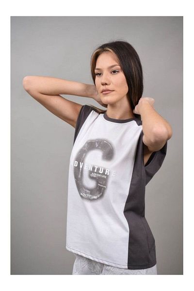 CHANGE OFF GIOIA SHOULDER PADDING T-SHIRT ONE SIZE Grey