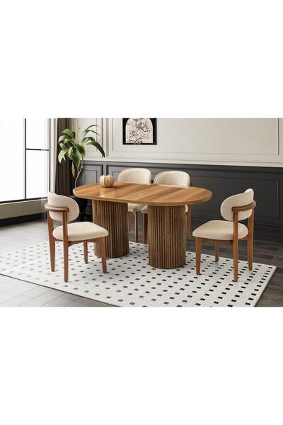 Levent Mobilya Aksesuar Azura Masa, Umay Sandalye, Hazar, 160x90